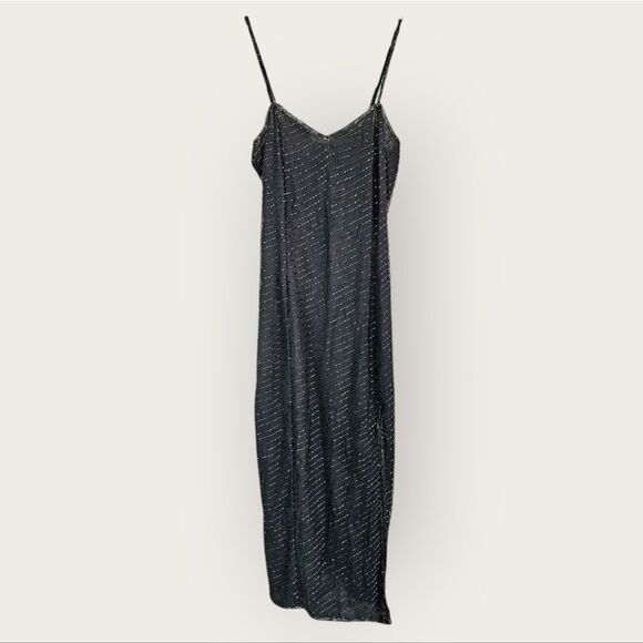 Vintage NWT Stenay Deadstock 100% Silk Beaded Evening Gown Dress Deep Green 12 - Picture 1 of 15